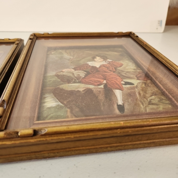 Vintage Master Simpson Boy with Dog Ornate Victorian Wall Art Set Of 2 Framed - Picture 4 of 9